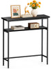Console table 2 niveaux style industriel en metal et MDF 80x24x80 cm Noir - vounat.shop