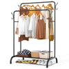 Portant a Vetements Double avec etagere Chaussures 4 Crochets Lateraux 108x58x146cm metal Noir - vounat.shop