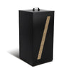 Reservoir à granules pellets avec roulettes facade diagonale 45kg 36x36x76cm noir - vounat.shop