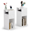 Lot de 2 Table de chevet d’appoint avec tiroir et compartiment 25x30x66cm blanc - vounat.shop
