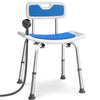Chaise de douche avec dossier ergonomique a hauteur reglable en aluminum HDPE bleu - vounat.shop