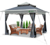 Tonnelle de jardin exterieure pliable avec moustiquaire Pop up 3.6x3.6m gris - vounat.shop