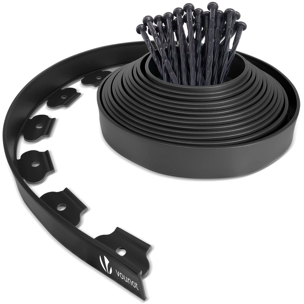 Bordure de jardin plastique flexible 10m avec piquets noir - vounat.shop