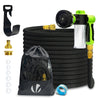 Tuyau d’Arrosage Extensible 15m avec Récipient Savon et accessoires noir - vounat.shop