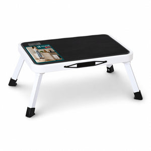 Marche pied pliable en acier portable plateforme antiderapante 38x26cm blanc - vounat.shop