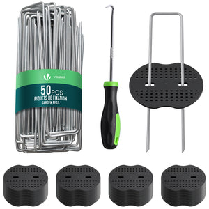 Lot de 50 piquets de fixation U 150x30mm avec 25 Rondelles de fixation plastique - vounat.shop
