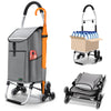 Chariot de course pliable monte escalier aluminium avec crochets gris - vounat.shop