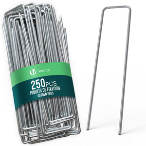 Lot de 250 piquets de fixation pour jardin U 150x30mm en acier galvanise - vounat.shop