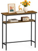 Console table 2 niveaux style industriel en metal et MDF 80x24x80 cm Marron - vounat.shop