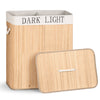 Panier a linge en bambou rectangulaire double compartiments avec couvercle 100L - vounat.shop