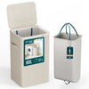 Panier a linge 1 compartiment et sac amovible auto ajustant avec couvercle 90L Beige - vounat.shop
