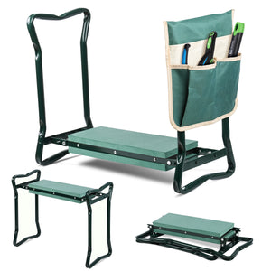 Agenouilloir tabouret de jardin 2 en 1 avec pochette de rangement EVA vert - vounat.shop