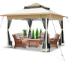 Tonnelle de jardin exterieure pliable avec moustiquaire Pop up 3.6x3.6m beige - vounat.shop