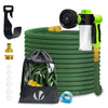 Tuyau d’Arrosage Extensible 15m avec Récipient Savon et accessoires vert - vounat.shop