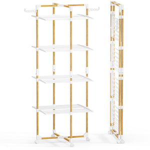 Sechoir a linge vertical tour etendoir pliable 4 niveaux 99x69x175.5 cm style bois blanc - vounat.shop