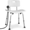 Chaise de douche avec dossier ergonomique a hauteur reglable en aluminum HDPE blanc - vounat.shop
