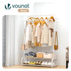 Portant a vetement double avec 2 niveaux etageres chaussures 4 Crochets Lateraux 108x35x145cm metal Blanc - vounat.shop