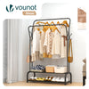 Portant a vetement double avec 2 niveaux etageres chaussures 4 Crochets Lateraux 108x35x145cm metal Noir - vounat.shop