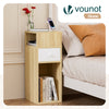 Lot de 2 Table de chevet d’appoint avec tiroir et compartiment 25x30x66cm naturel - vounat.shop