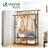 Portant a Vetements double avec roulettes et 2 etageres de rangement 121x40x147cm metal Noir - vounat.shop