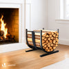Range Buche Support a bois avec Sangle de Sécurité 41x37x39.5cm en Metal noir - vounat.shop