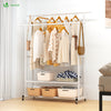 Portant a Vetements double avec roulettes et 2 etageres de rangement 120x40x146cm metal Blanc - vounat.shop