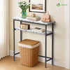 Console table 2 niveaux style industriel en metal et MDF 80x24x80 cm Blanc - vounat.shop