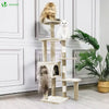 Arbre à Chat 138cm avec Griffoir Plateforme Niche et Capsule Spatiale beige - vounat.shop