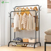 Portant a Vetements Double avec etagere Chaussures 4 Crochets Lateraux 110x58x150cm metal Noir - vounat.shop
