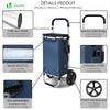 Chariot de course pliable aluminium 2 roues avec sac isotherme bleu marine - vounat.shop