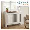 Cache radiateur en MDF avec lattes et etagere 111×19×82 cm Blanc - vounat.shop