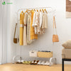Portant a Vetements avec etagere Chaussures 8 Crochets Lateraux 110x41x150cm metal Blanc - vounat.shop