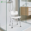 Chaise de douche avec dossier ergonomique a hauteur reglable en aluminum HDPE blanc - vounat.shop