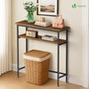 Console table 2 niveaux style industriel en metal et MDF 80x24x80 cm Marron - vounat.shop