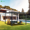 Pergola retractable 3x3m en metal et toile Polyester haute densite 180g/m2 gris - vounat.shop