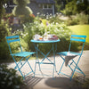 Ensemble bistro extérieur 1 table 2 chaises acier bleu - vounat.shop