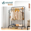 Portant a Vetements Double avec etagere Chaussures 4 Crochets Lateraux 108x58x146cm metal Noir - vounat.shop