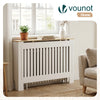 Cache radiateur en MDF avec lattes et etagere 111×19×82 cm Blanc Chêne - vounat.shop