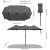 Parasol Jardin Double Aluminium 150 x 300 cm gris - vounat.shop