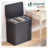 Panier a linge 3 compartiments et sacs amovibles auto ajustant avec couvercle 170L Anthracite - vounat.shop