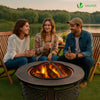 Brasero exterieur en metal avec grille, pare-etincelles tisonnier diametre 81cm noir - vounat.shop