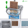 Balai microfibre et Seau Essoreur avec 6 serpillères Réutilisables Balai Plat Double compartiment blanc - vounat.shop