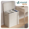 Panier a linge 3 compartiments et sacs amovibles auto ajustant avec couvercle 170L Beige - vounat.shop
