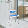 Chaise de douche avec dossier ergonomique a hauteur reglable en aluminum HDPE bleu - vounat.shop