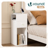 Lot de 2 Table de chevet d’appoint avec tiroir et compartiment 25x30x66cm blanc - vounat.shop