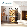 Porte buches cheminee avec 4 outils en metal noir - vounat.shop