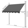 Auvent retractable manuel sans percage 250cm Gris - vounat.shop