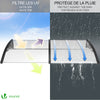Auvent de porte marquise 200x80 cm transparent en Polycarbonate anti UV Noir - vounat.shop