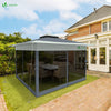 Tonnelle de jardin exterieure pliable avec moustiquaire Pop up 3.6x3.6m gris - vounat.shop