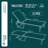 Lot de 2 Bain de soleil transat aluminium en textilene 190x62x31cm gris - vounat.shop